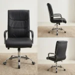 Midback Swivel Leather Chair The Midback Swivel Leather Chair is a comfortable and professional office seating solution designed for everyday use in offices, reception areas, meeting rooms, home offices, and workstations. Featuring quality leather upholstery, a supportive mid-back design, and a smooth 360-degree swivel function, this chair offers a practical combination of comfort, mobility, and modern office style. Its padded seat and backrest provide comfortable support during working sessions, while the adjustable height mechanism allows users to set the chair to a suitable working position. The compact mid-back profile also makes it ideal for offices where functionality and space efficiency are important. Key Features Quality leather upholstery for a professional appearance Supportive mid-back design Comfortable padded seat and backrest 360-degree swivel functionality Adjustable seat height with gas-lift mechanism Smooth-rolling caster wheels for easy mobility Strong five-star base for stability Durable frame suitable for regular office use Easy-to-maintain leather surface Modern design suitable for professional workspaces Specifications Product Type: Midback Swivel Office Chair Upholstery: Leather Backrest: Midback Seat: Padded Height Adjustment: Pneumatic Gas Lift Swivel: 360° Base: Five-Star Base Wheels: Smooth-Rolling Casters Armrests: Fixed, depending on model Colour: Black, Brown, or other available finishes Recommended Use: Office, Reception, Meeting Room, Home Office, Workstation Benefits Comfortable seating: Padded upholstery provides support for everyday office work. Easy movement: The 360° swivel and caster wheels allow convenient movement around the workstation. Space efficient: The mid-back design provides useful support without the bulk of a high-back chair. Professional appearance: Leather upholstery adds a polished look to offices and meeting areas. Adjustable: The gas-lift mechanism allows users to set a comfortable working height.