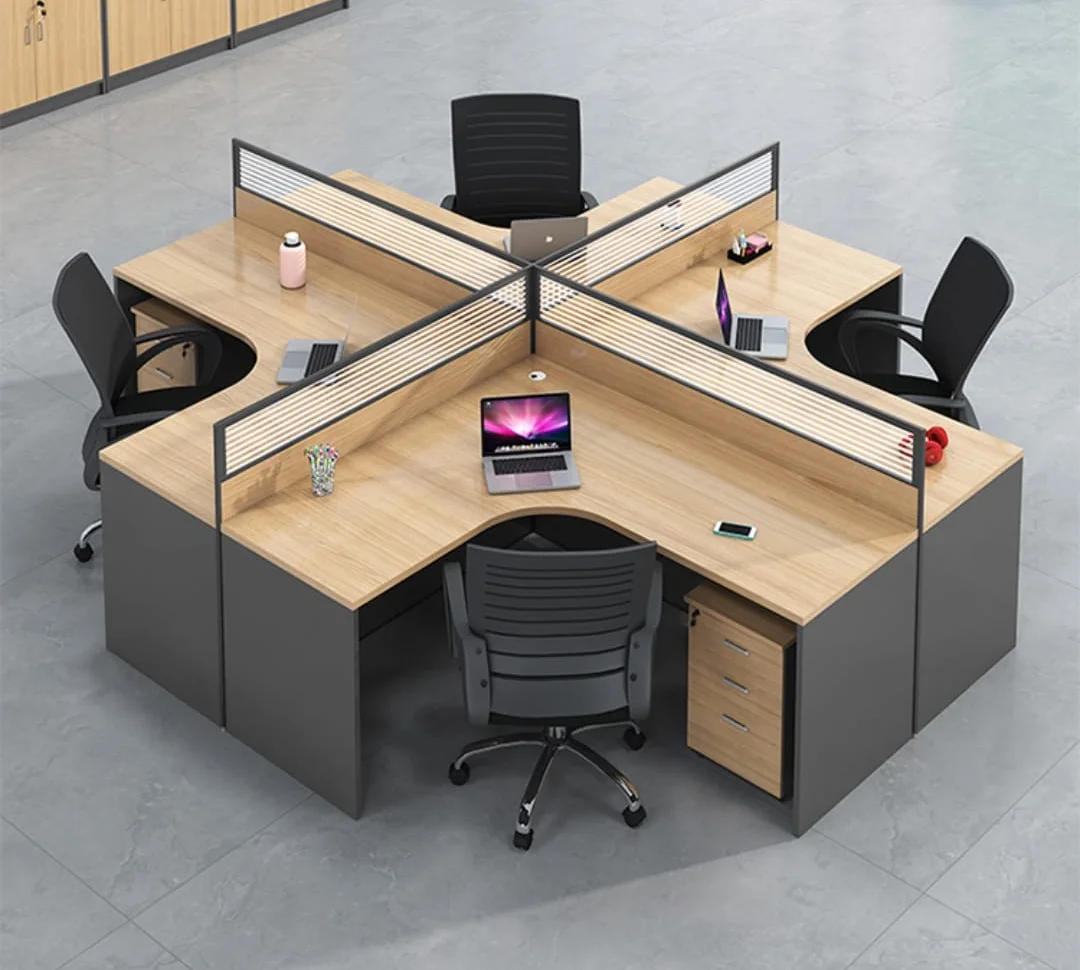 4-Way Curved Office Workstation (15) 4-Way Curved Modern Office Workstation - Image 1